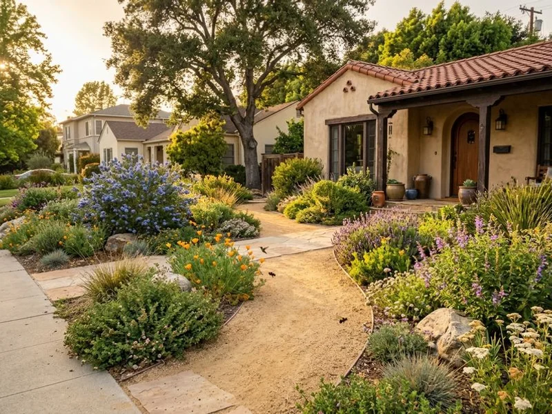 Front-yard drought conversion with decomposed granite pathways in Madison Heights, Pasadena